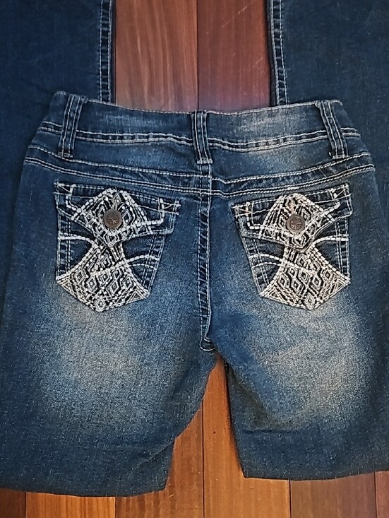 No Boundaries Denim - No Boundaries Dark Blue Skinny Jeans with Embroidered Back Pockets